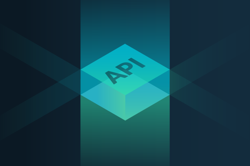 An image of an API in a square with diagonal lines and a vertical line over the API representing API discovery and security gaps