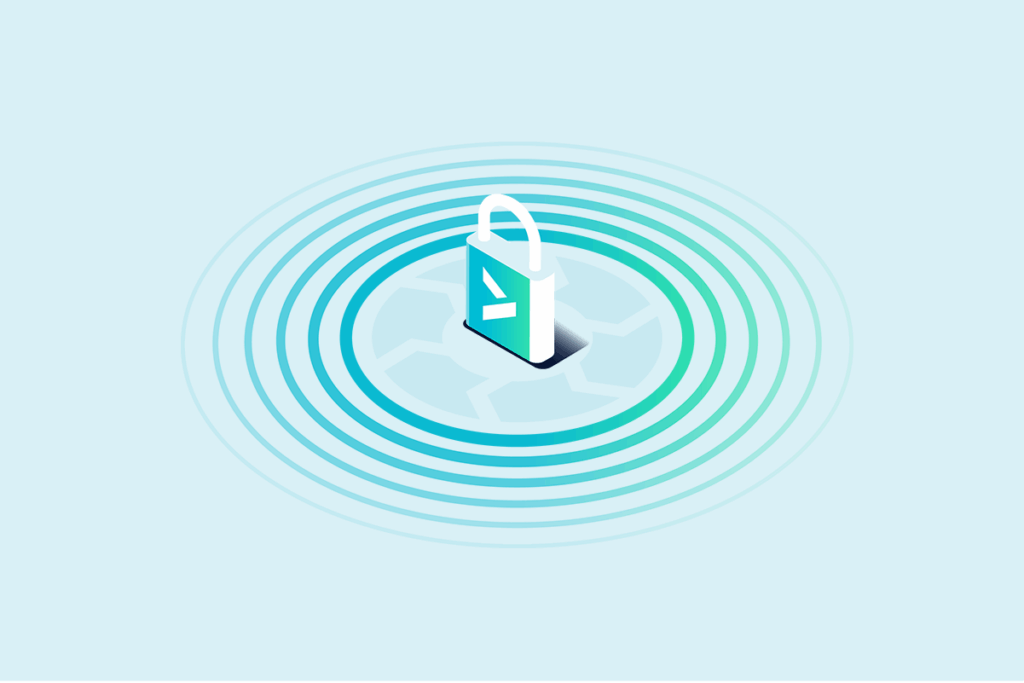A stylized picture of a lock with the Cequence logo on it surrounded by concentric circles.