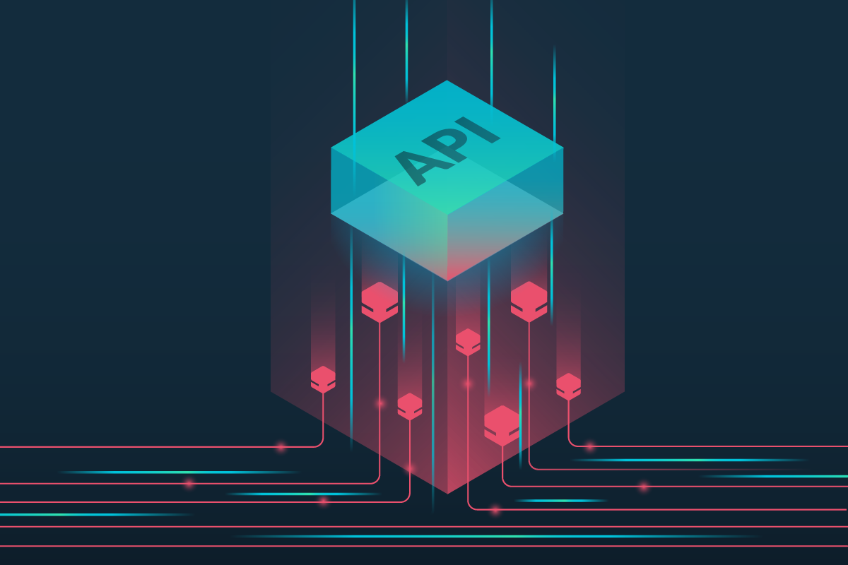 A stylized image of bots attacking APIs