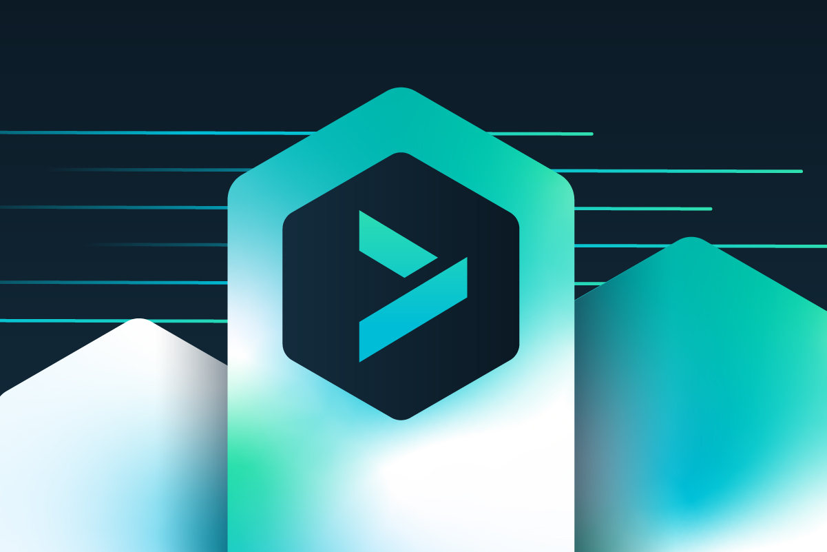 3 pointed aqua blue pillars; the center pillar has a Cequence logo.