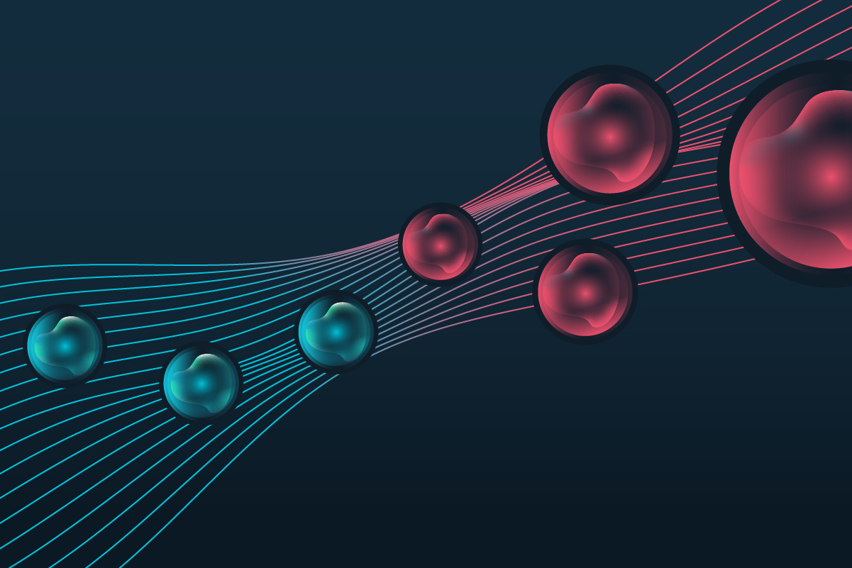 A stylized image with lines in the background representing traffic and balls on top representing AI agents.