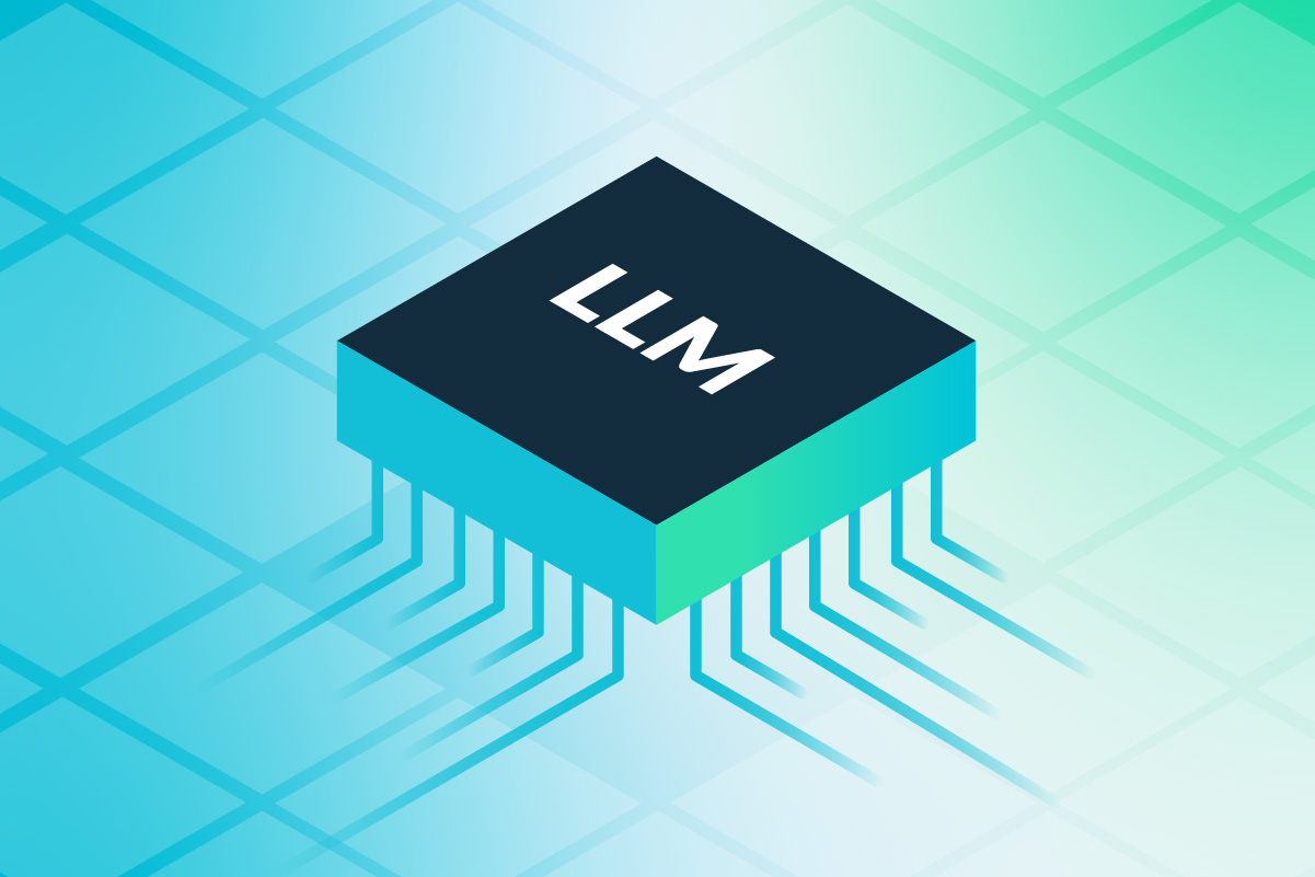 An illustration of a 2.5-dimensional block with the letters “LLM” on it and connections from all sides.