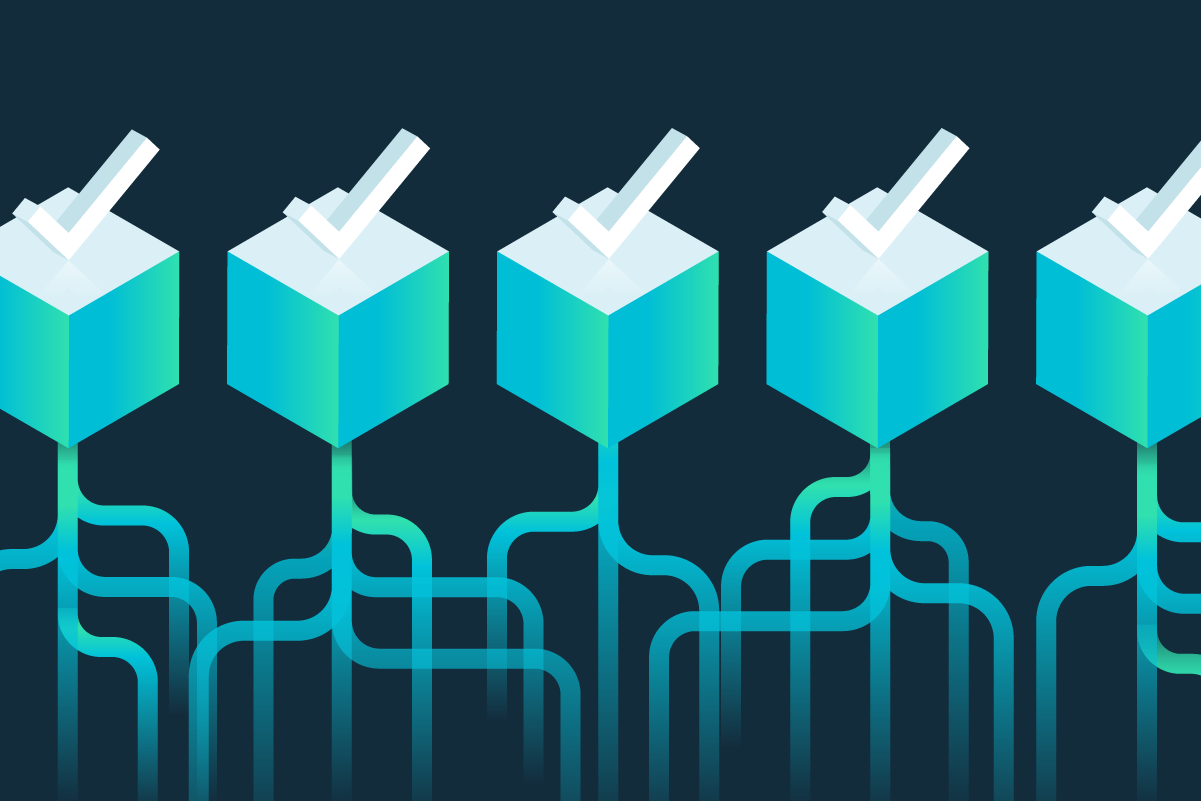 An illustration of several cubes with checkmarks on them representing tasks to be done.