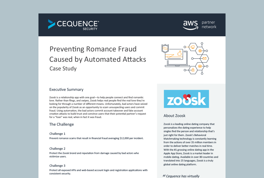 Cequence AWS Zoosk case study