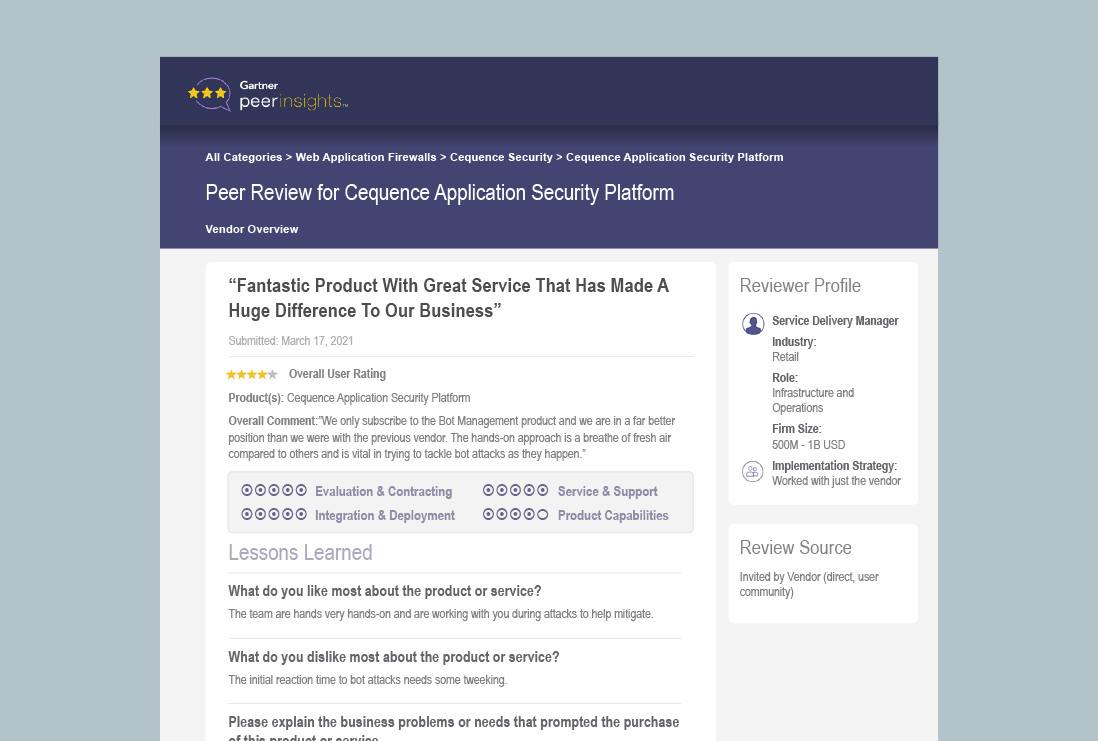 Peer Insights Fantastic Product...