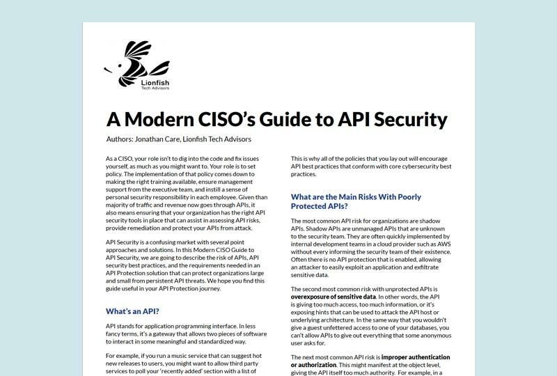 Modern CISO Guide to API Security thumbnail