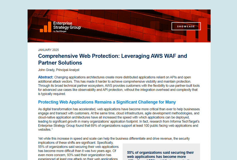 Enterprise Strategy Group - AWS WAF and Partner solutions showcase