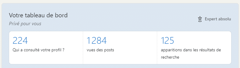 tableau de bord linkedin