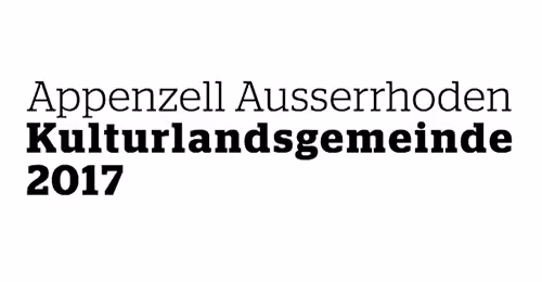 Schriftzug: Appenzell Ausserrhoden Kulturlandsgemeinde 2017 in Schwarz auf Weiß.