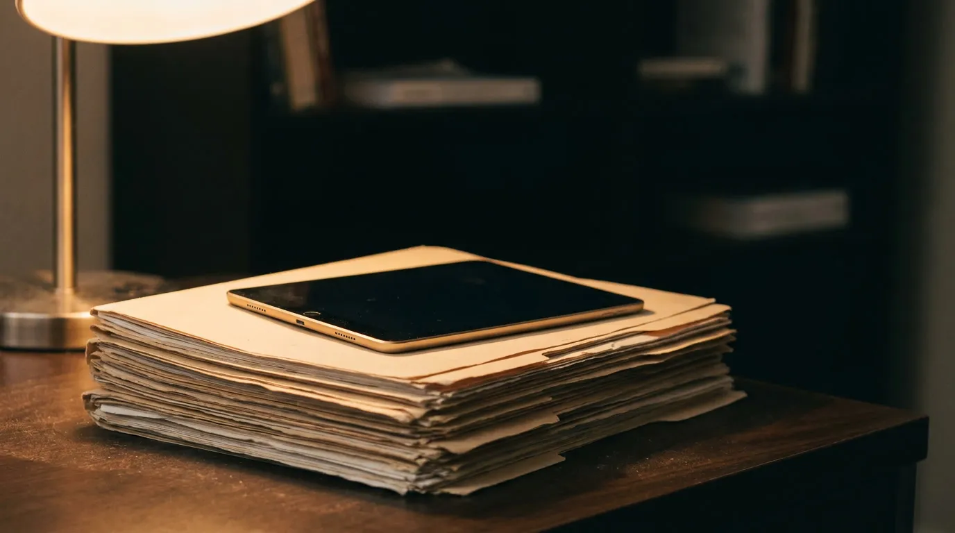 Paper folders beside a tablet, replacing manual bookkeeping