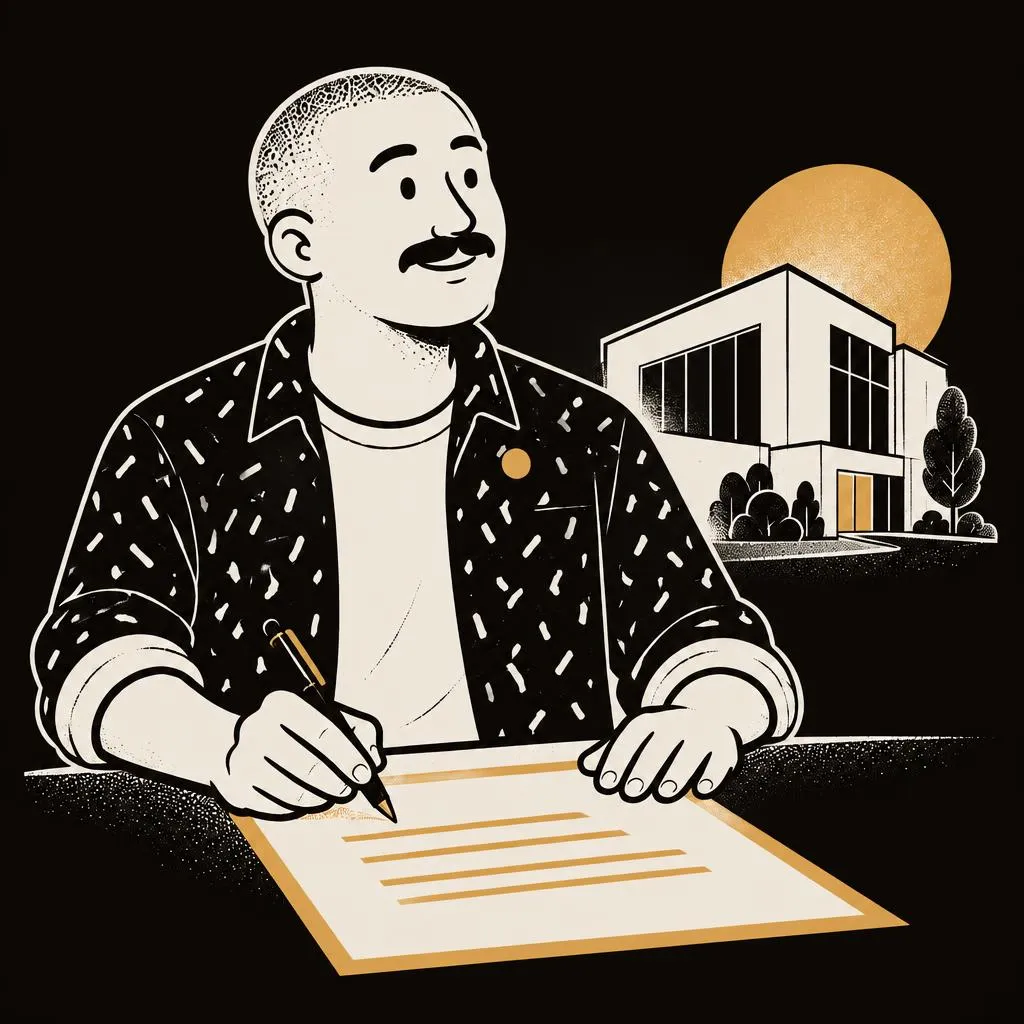 Founder signing incorporation documents outside a Hong Kong office building