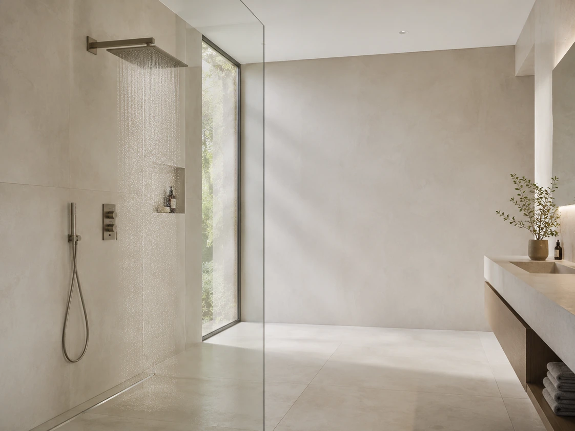 Rain shower system, spa shower fixture