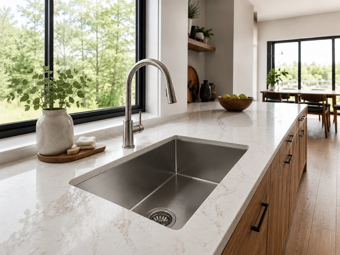 Seamless undermount kitchen sink