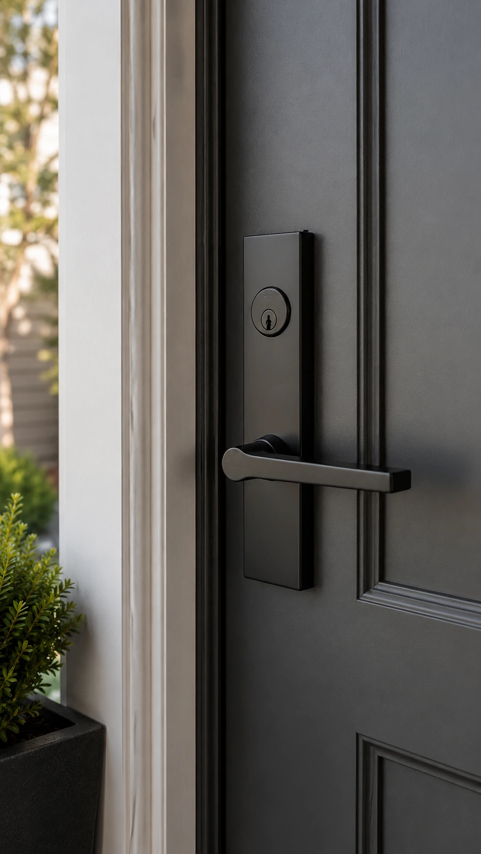 Entrance lock set on an exterior door