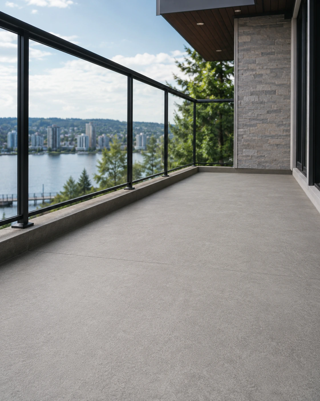 Deckrite vinyl decking membrane on an outdoor deck