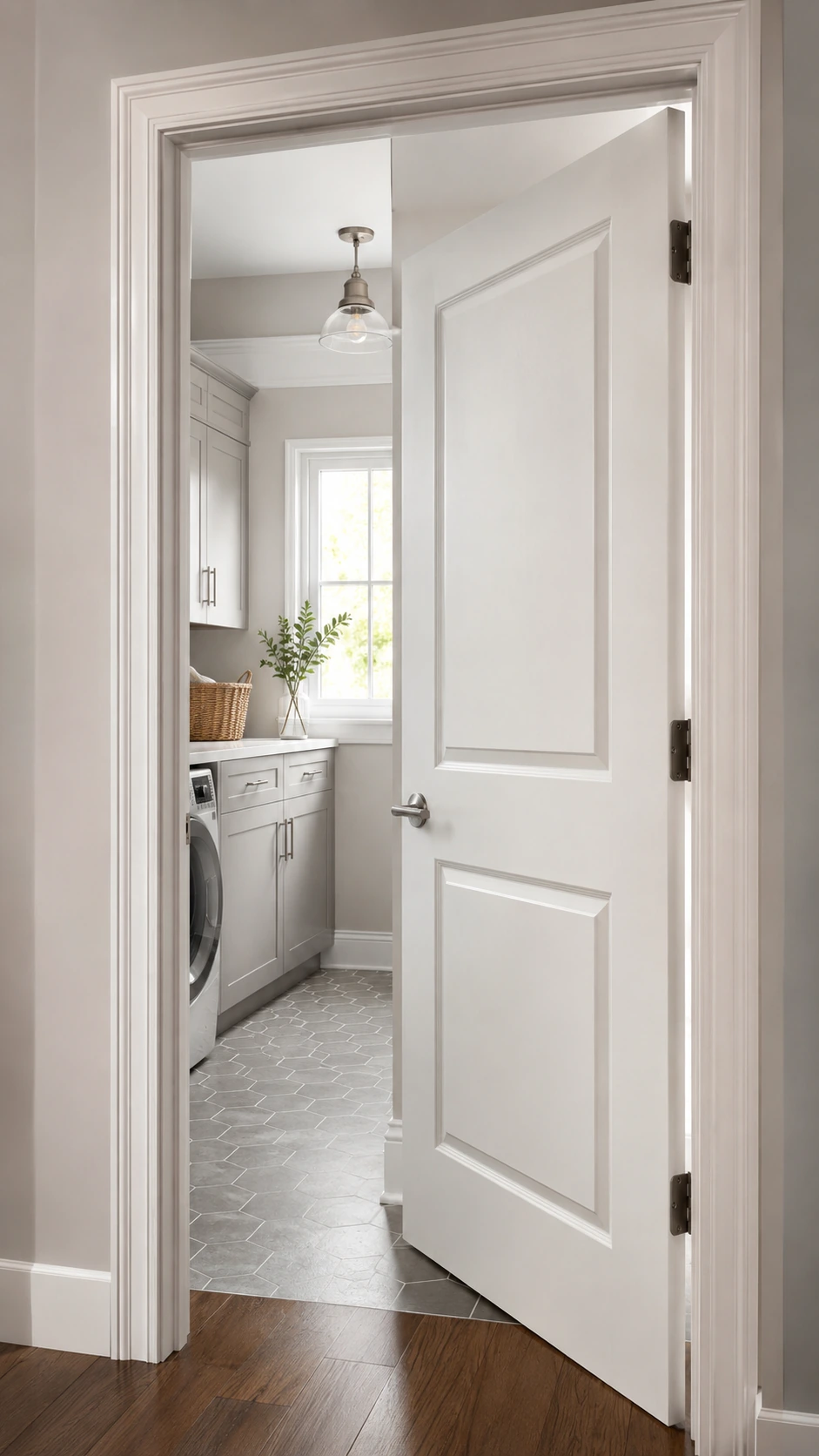 Molded door, close view of the panel profile