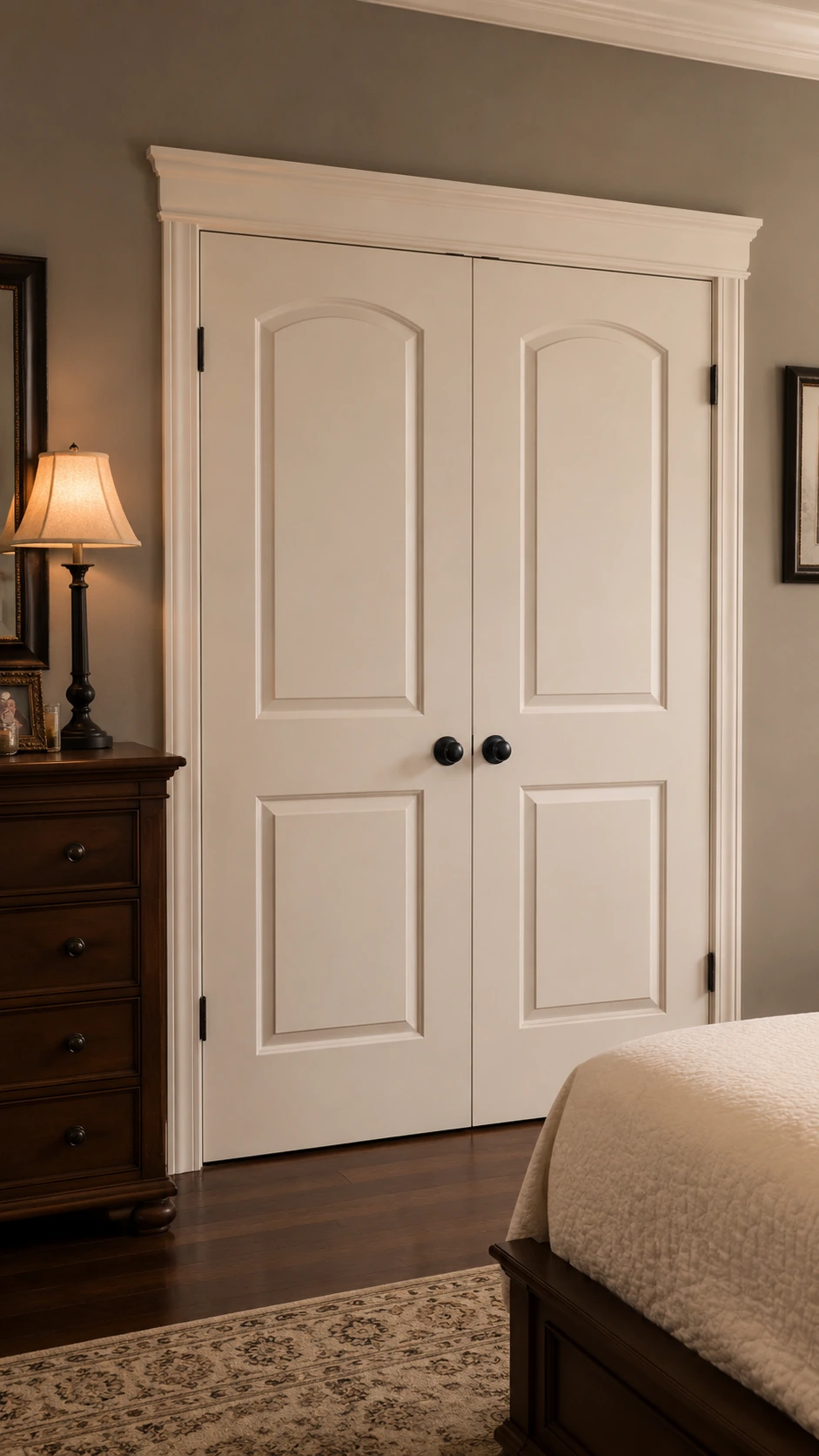 Double molded doors fitted in an interior opening