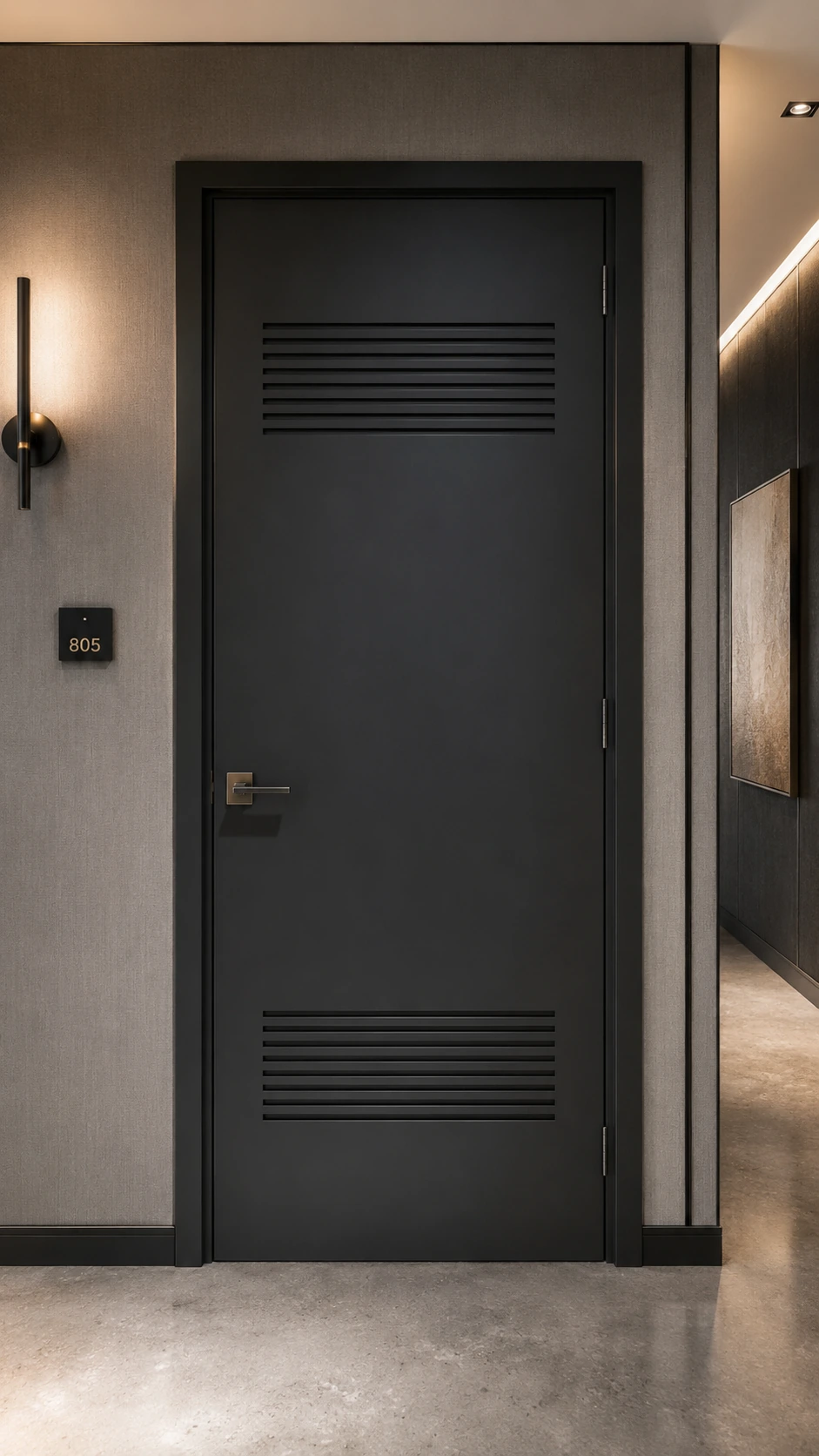 Dark grey ventilated door with slotted vents