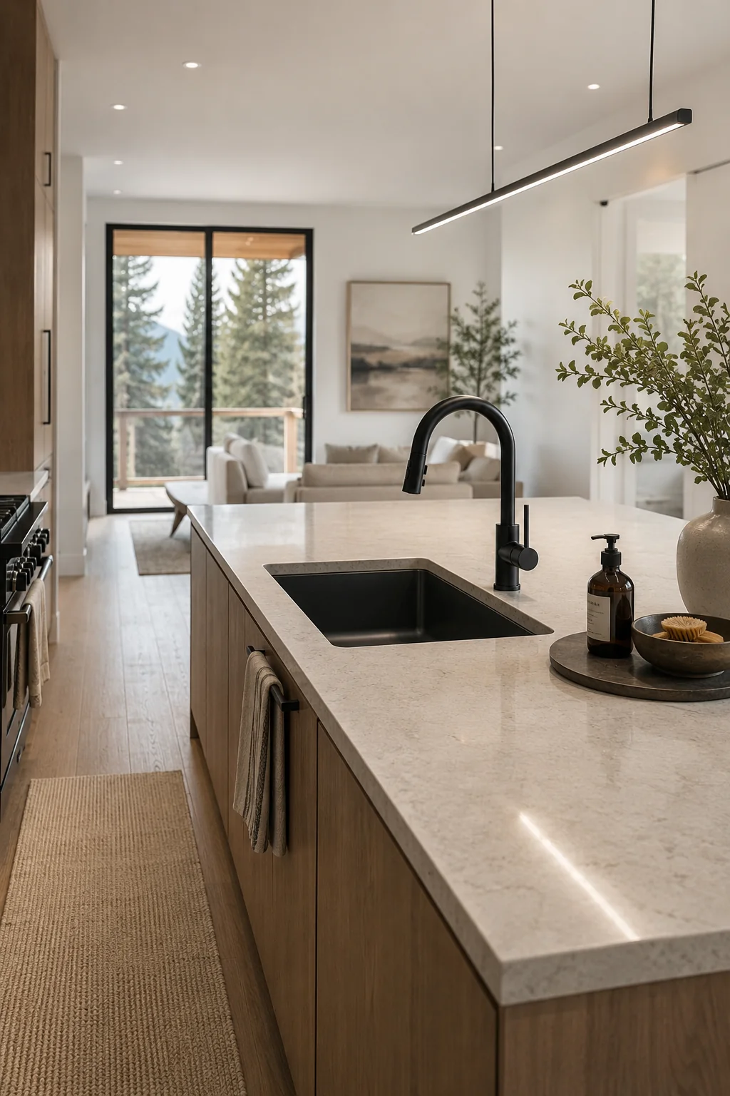 Modern kitchen faucet over a sink