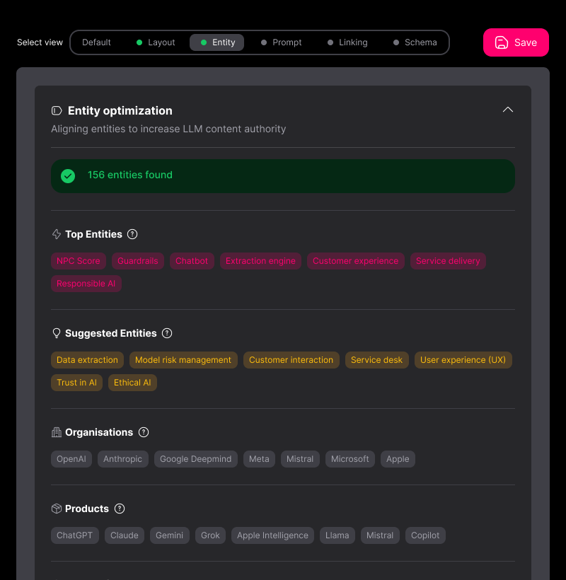 Entity suggestions inside the SUBJCT editor