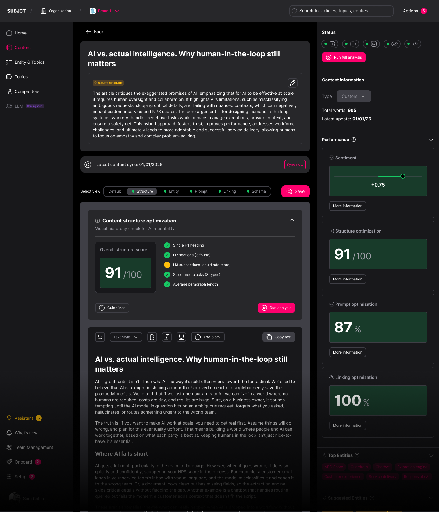 The SUBJCT editor