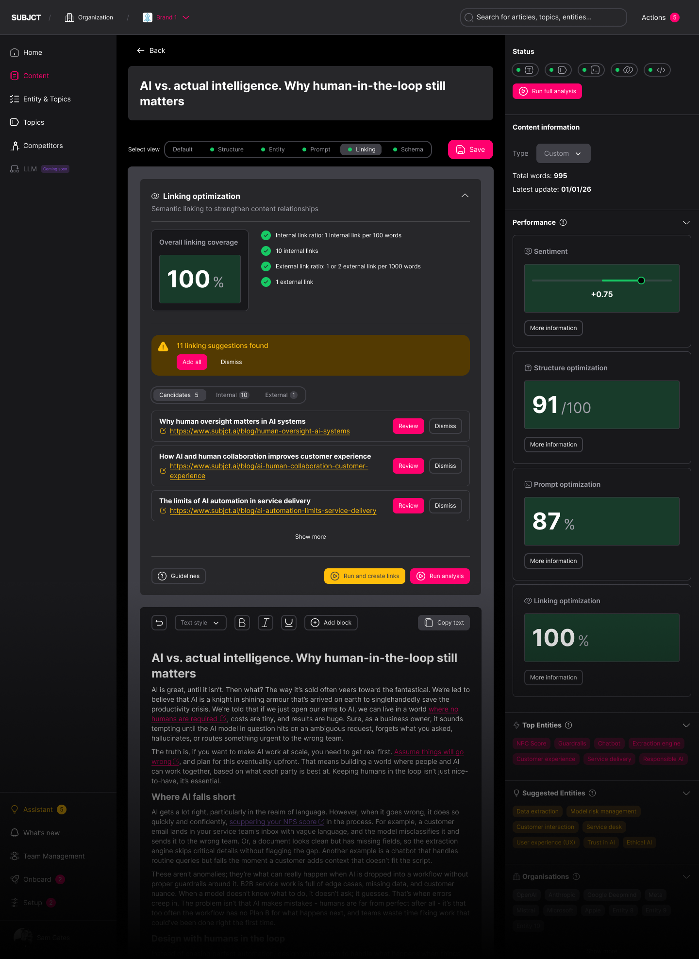 Internal links applied inside SUBJCT