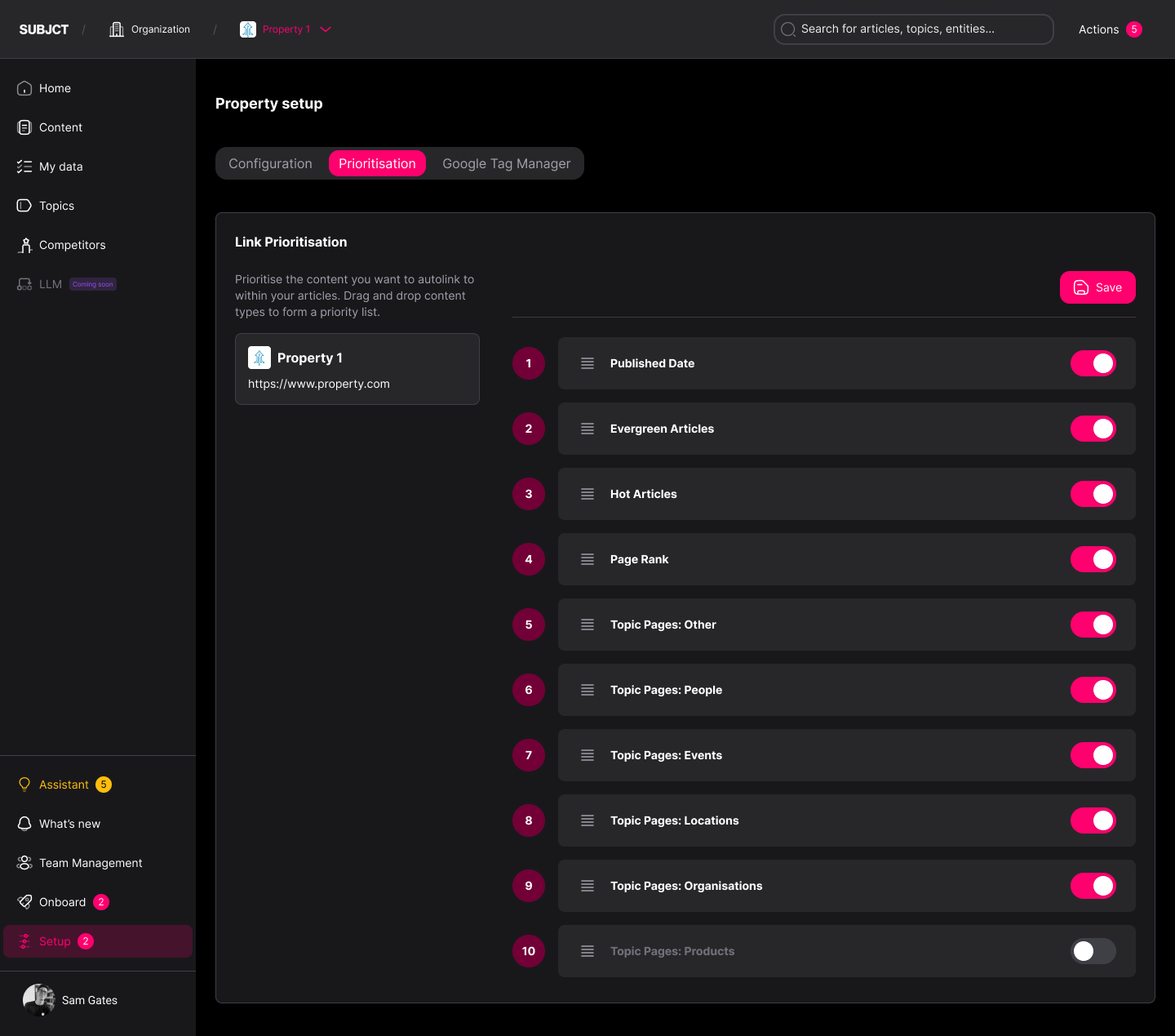 Archive prioritisation settings