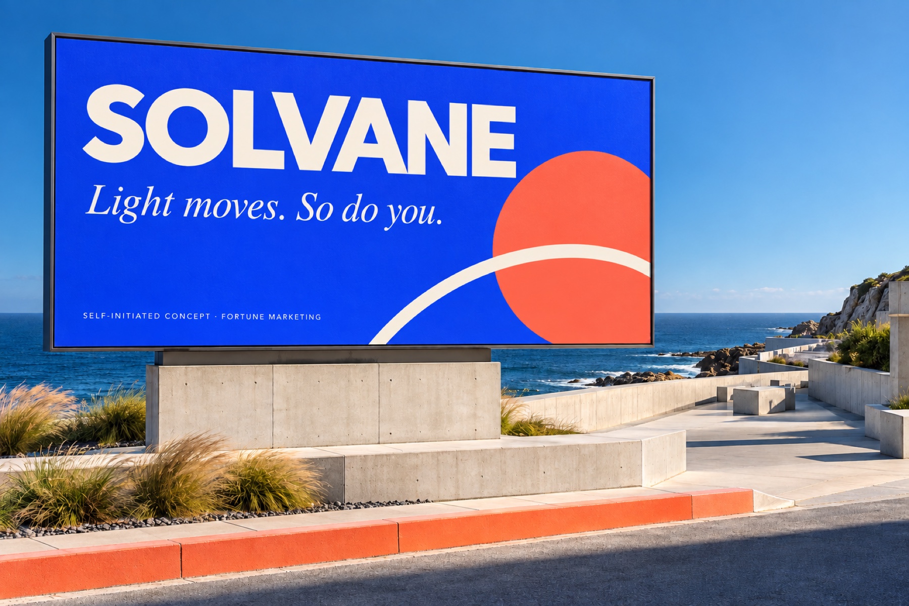 Concepto de campaña SOLVANE, de iniciativa propia, en una maqueta de valla publicitaria