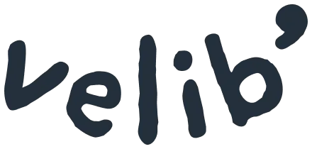 Logo Vélib' en lettres manuscrites noires sur fond gris clair