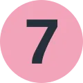 Logo for Metro Line 7, featuring a black number 7 centered within a pink circle, indicating the route to the Hôtel Madeleine de Senlis.