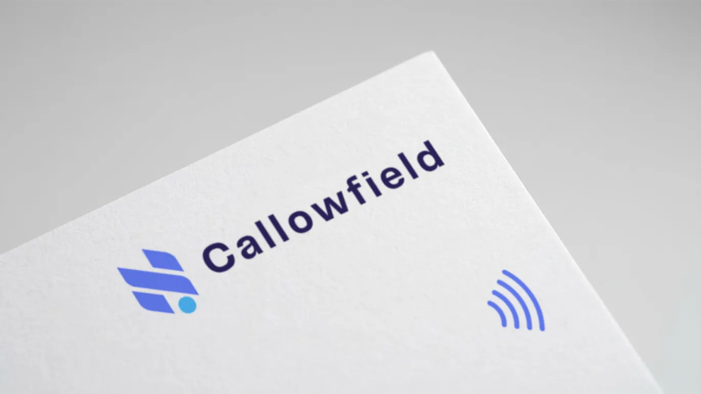 NFC paper business card with embedded chip and DBC1 branding
