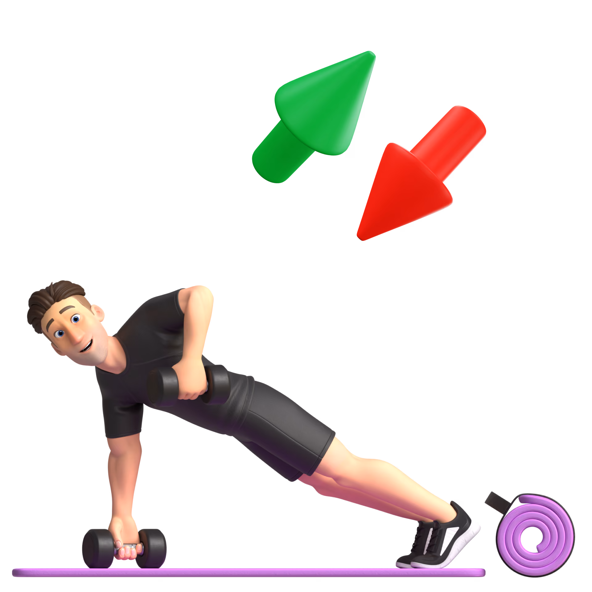 3D illustration of a fitness creator building a recurring revenue community with members, workouts, and subscription growth on Skool.
