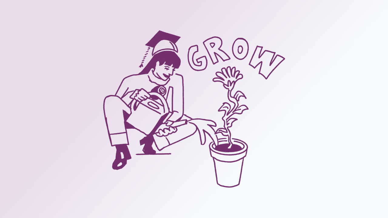 Professor Passionfruit watering a flower