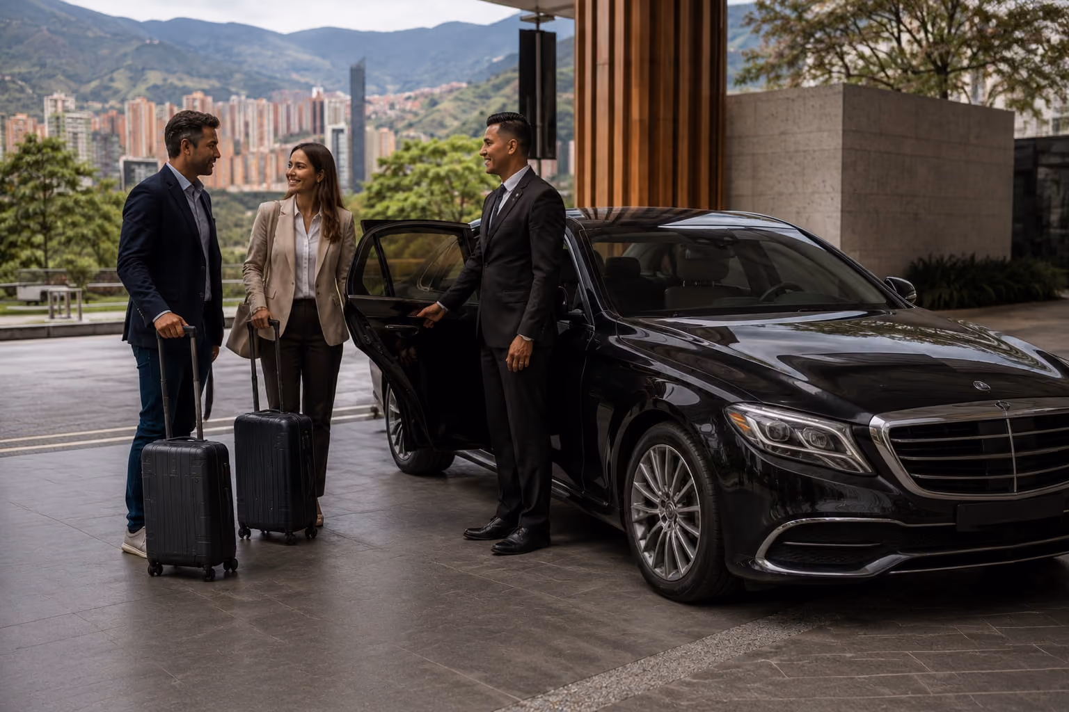 Driver assisting guests with luggage before a private transfer