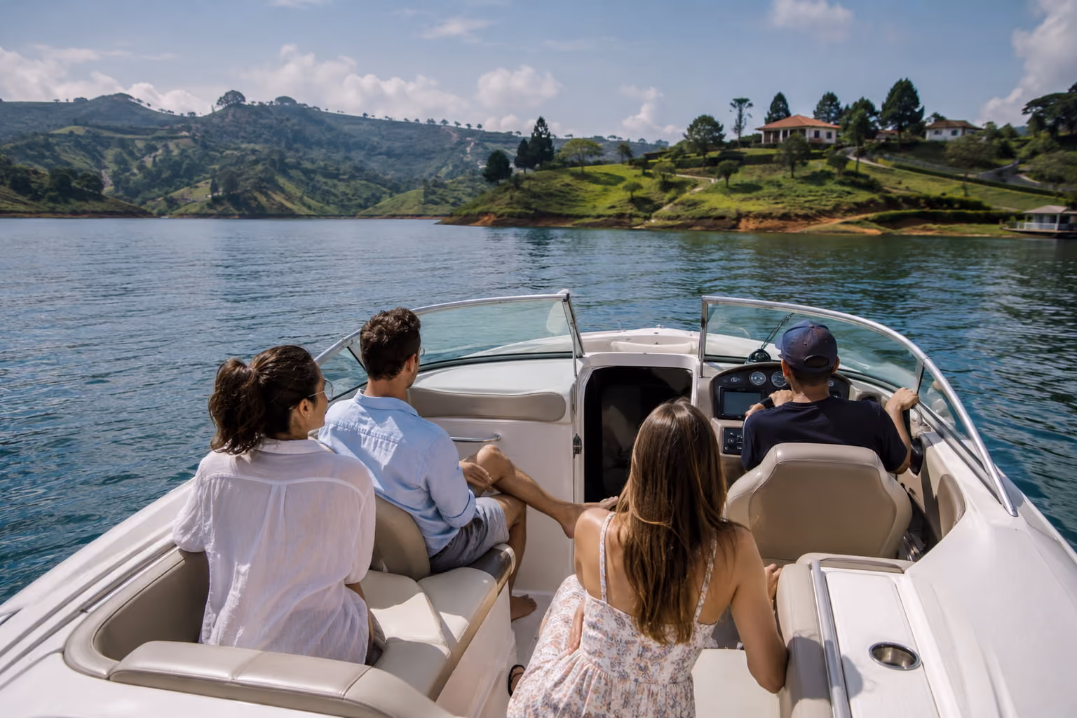Local guide assisting guests during a private Colombia experience on a yacht.