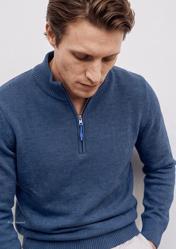 Maerz Muench Fall Winter Kollektion, blauer Pullover mit Zipper