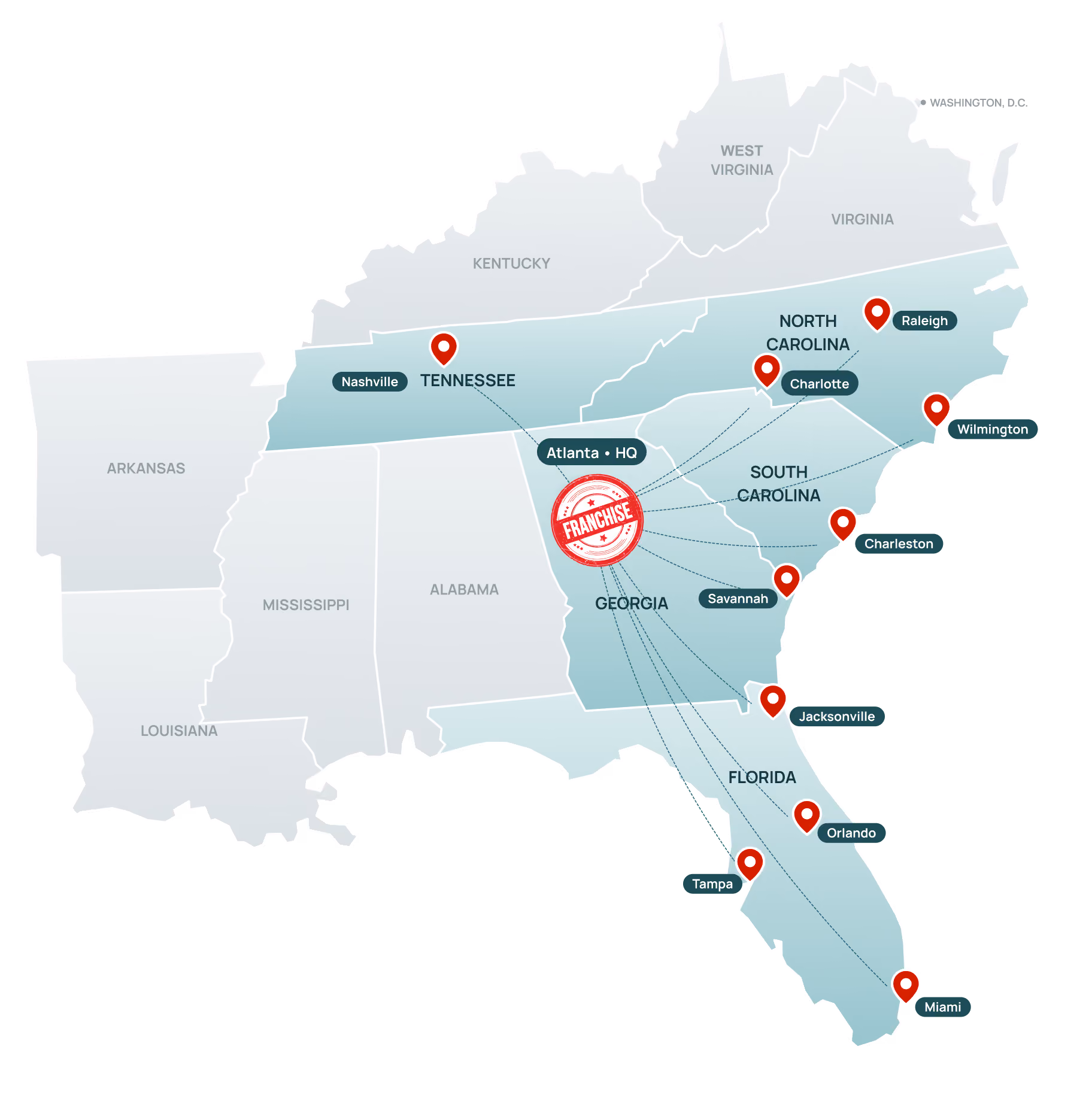 Southeast US expansion map