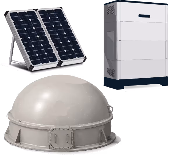 A combination of a solar panel, battery storage and biogas forming a hybrid system