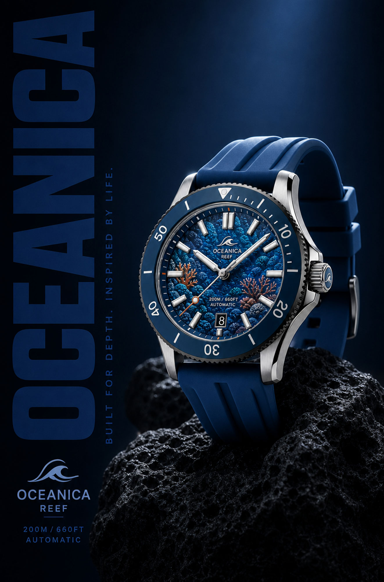 Oceanica poster montre sur rocher