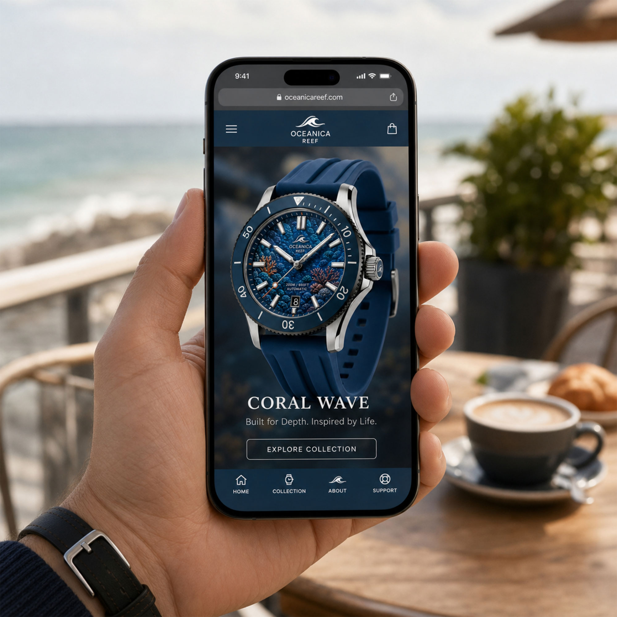 Oceanica Reef mockup site mobile iPhone