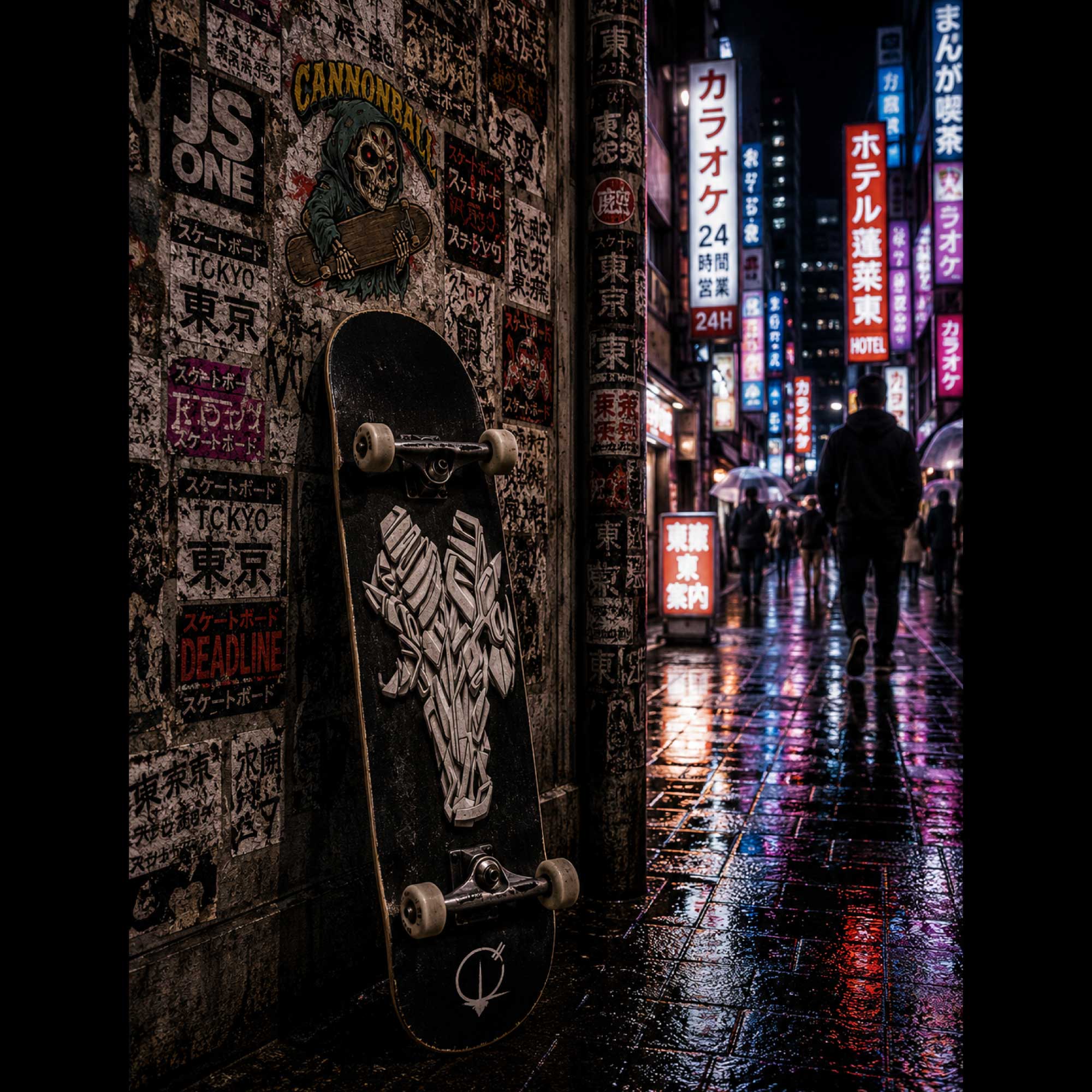 Le Bouc mockup planche de skateboard rue Tokyo