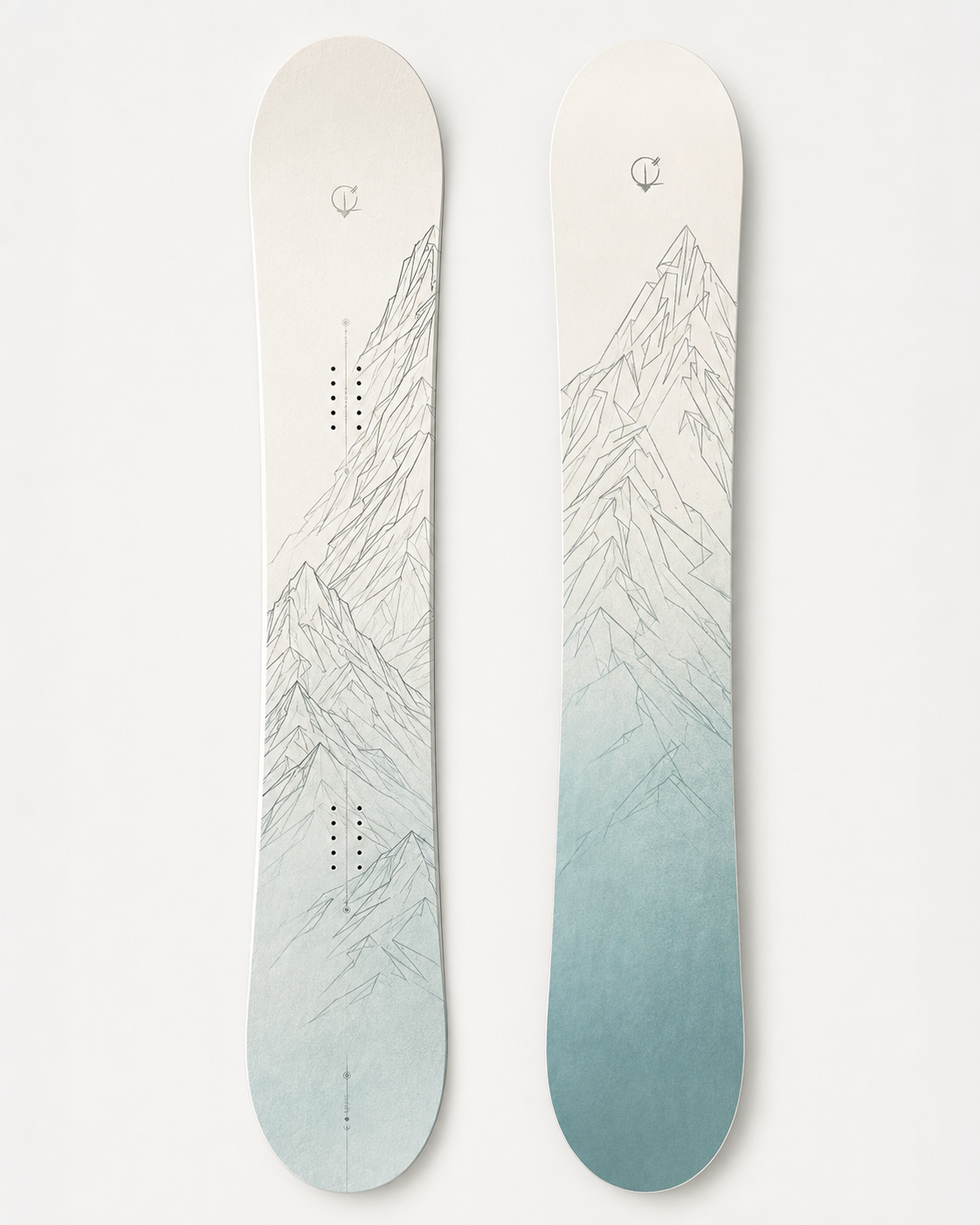 Altitude Fragmentée - snowboard fond ivoire dégradé vert d'eau