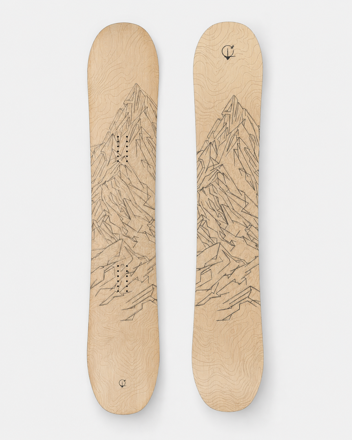 Altitude Fragmentée - snowboard bois naturel gravure