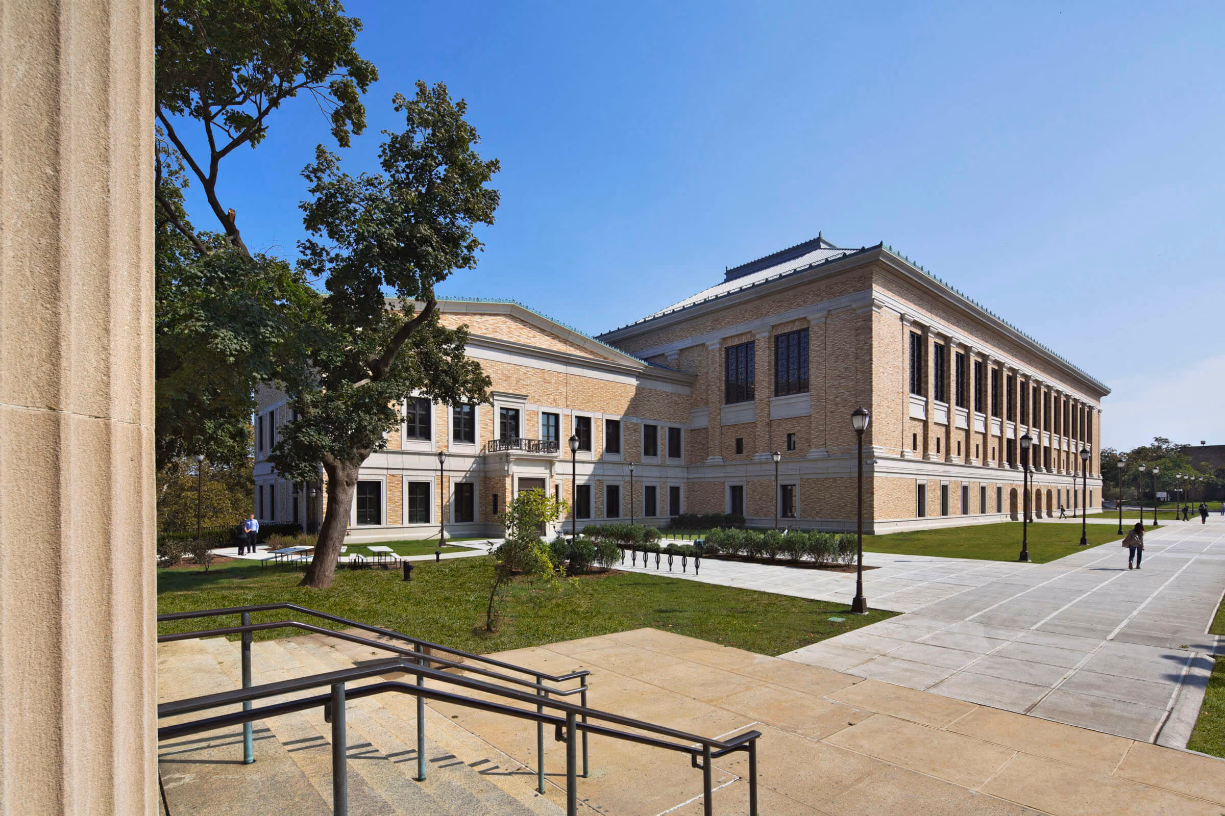 Bronx Community College campus building seen across the quad