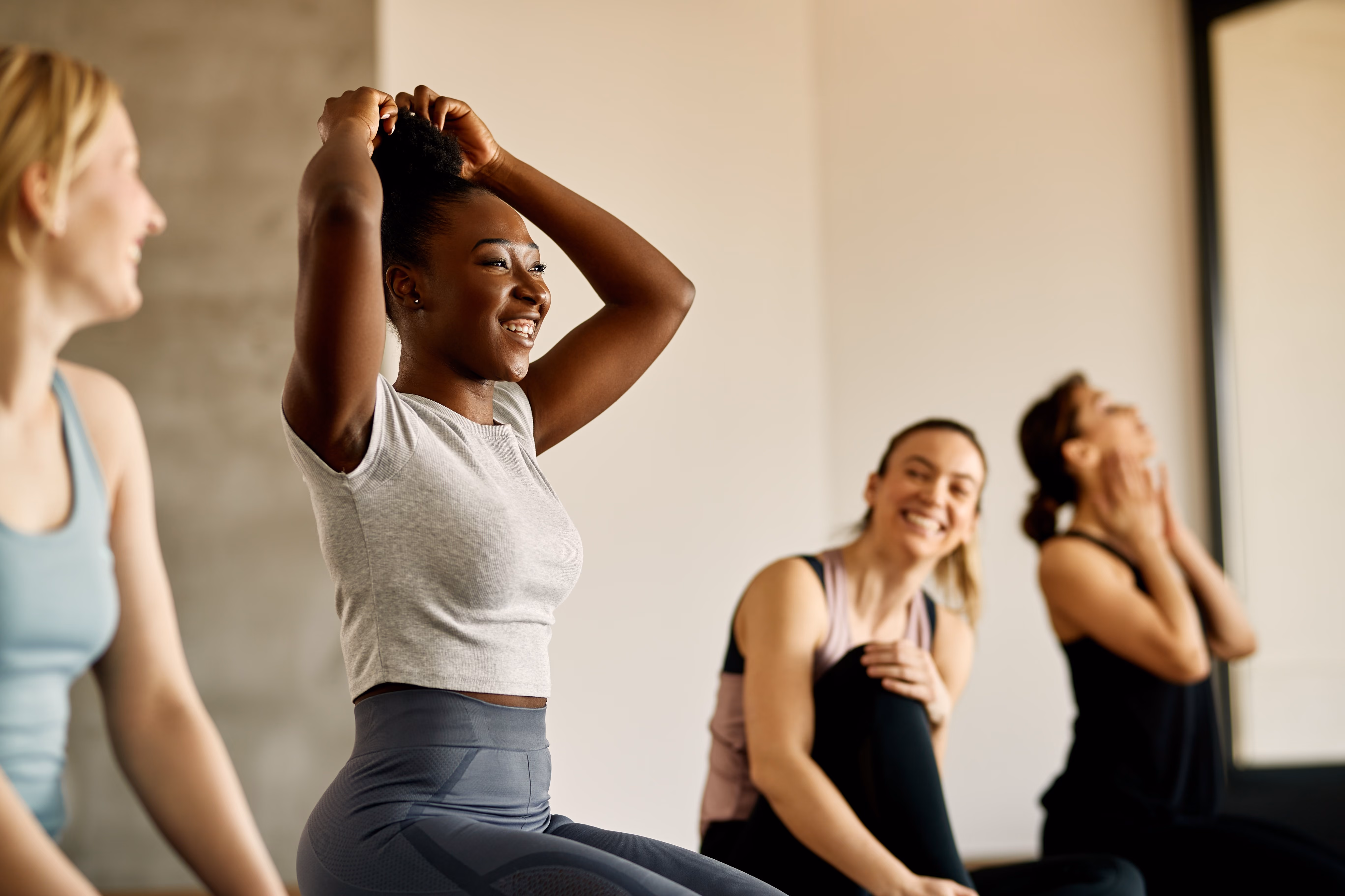 Women in fitness center stock image