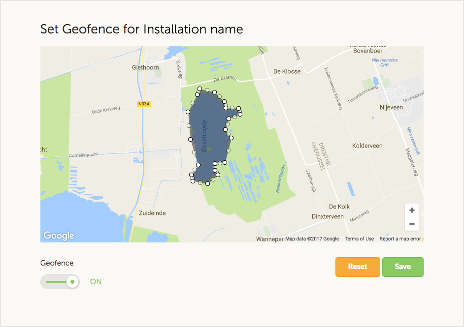 Victron VRM geofence beállítása térképen