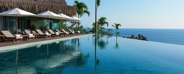 Oceanfront infinity pool at a tropical luxury resort