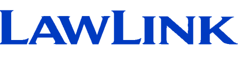 LawLink wordmark in bold blue capital letters on a white background.