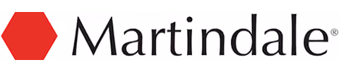 Martindale logo with a red hexagon to the left of the brand name in black text.