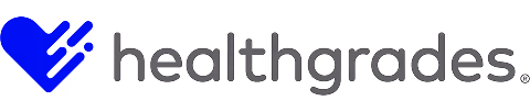 Healthgrades logo with a stylized blue heart design to the left of the word 'healthgrades' in gray lowercase letters.